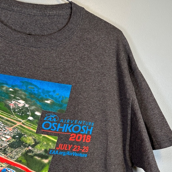 Hanes Gray Graphic Tee OshKosh Air-venture Mens Large - Picture 5 of 9